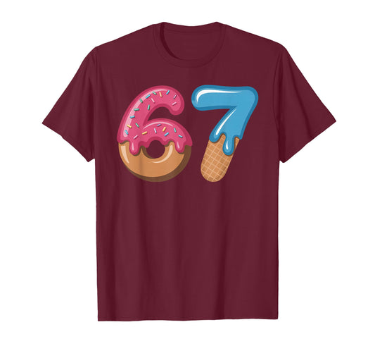 Six Seven Ice Cream Drip Cool Meme 67 Funny Number T-Shirt