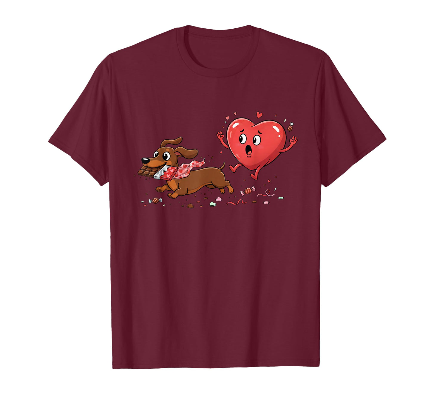 Dachshund Heart Chocolate Valentine Dog Womens Mens Kids T-Shirt