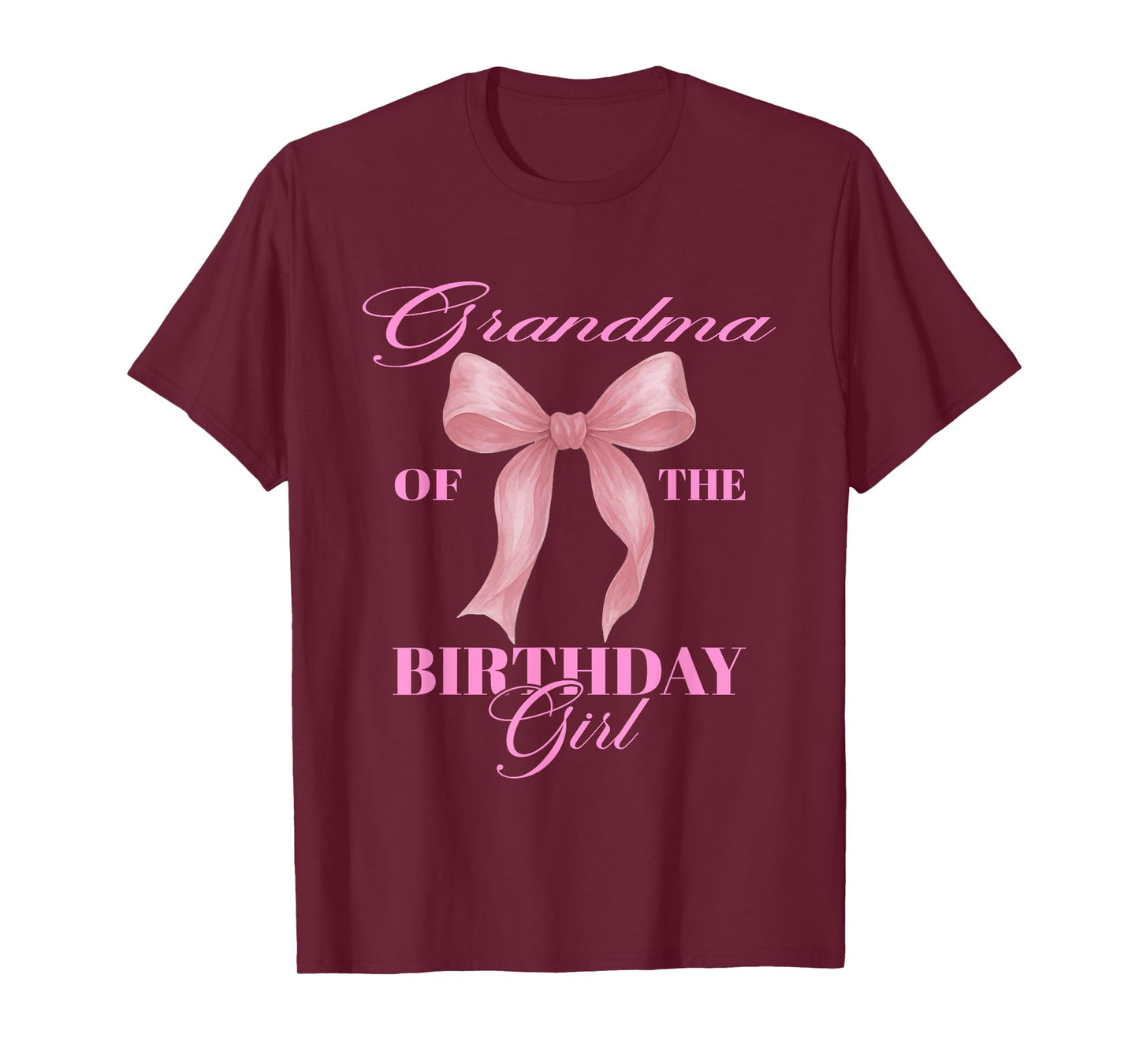 Grandma of The Birthday Girl Family Pink Coquette Bow T-Shirt