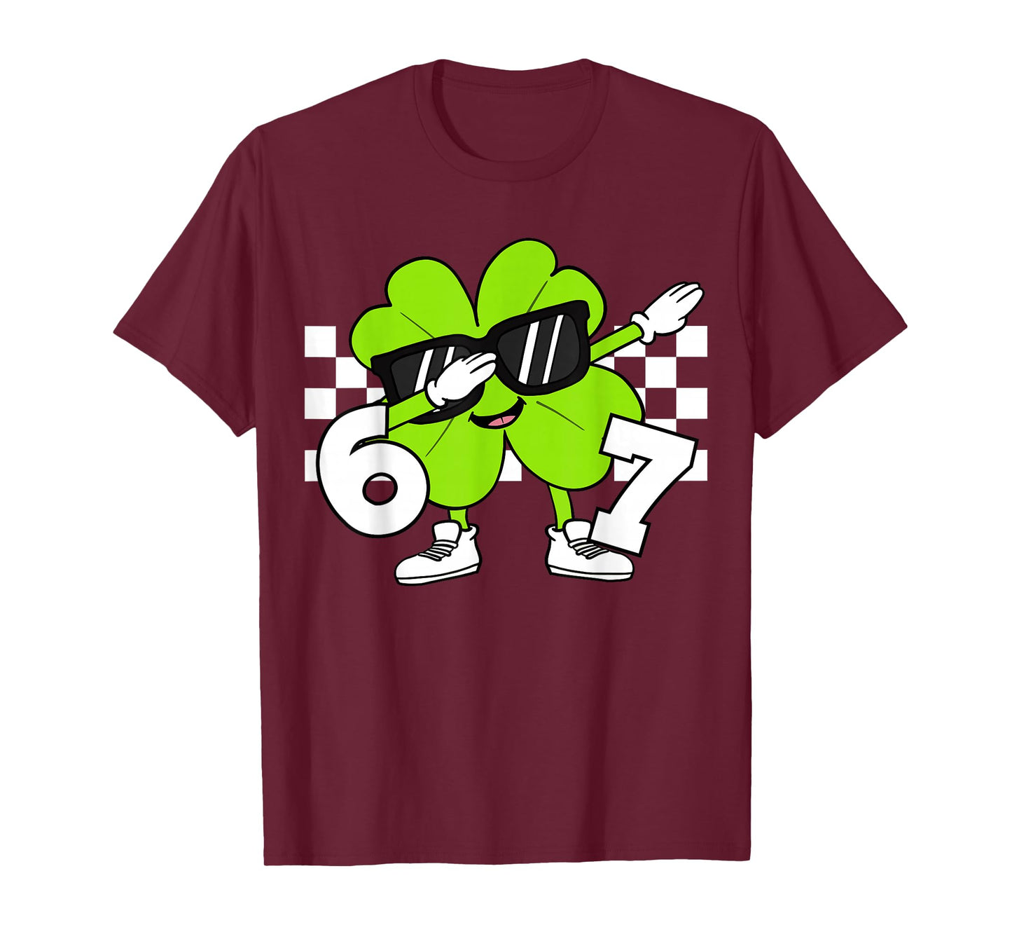 Boys St Patricks Day Dabbing Shamrock Clover 67 Six Seven T-Shirt