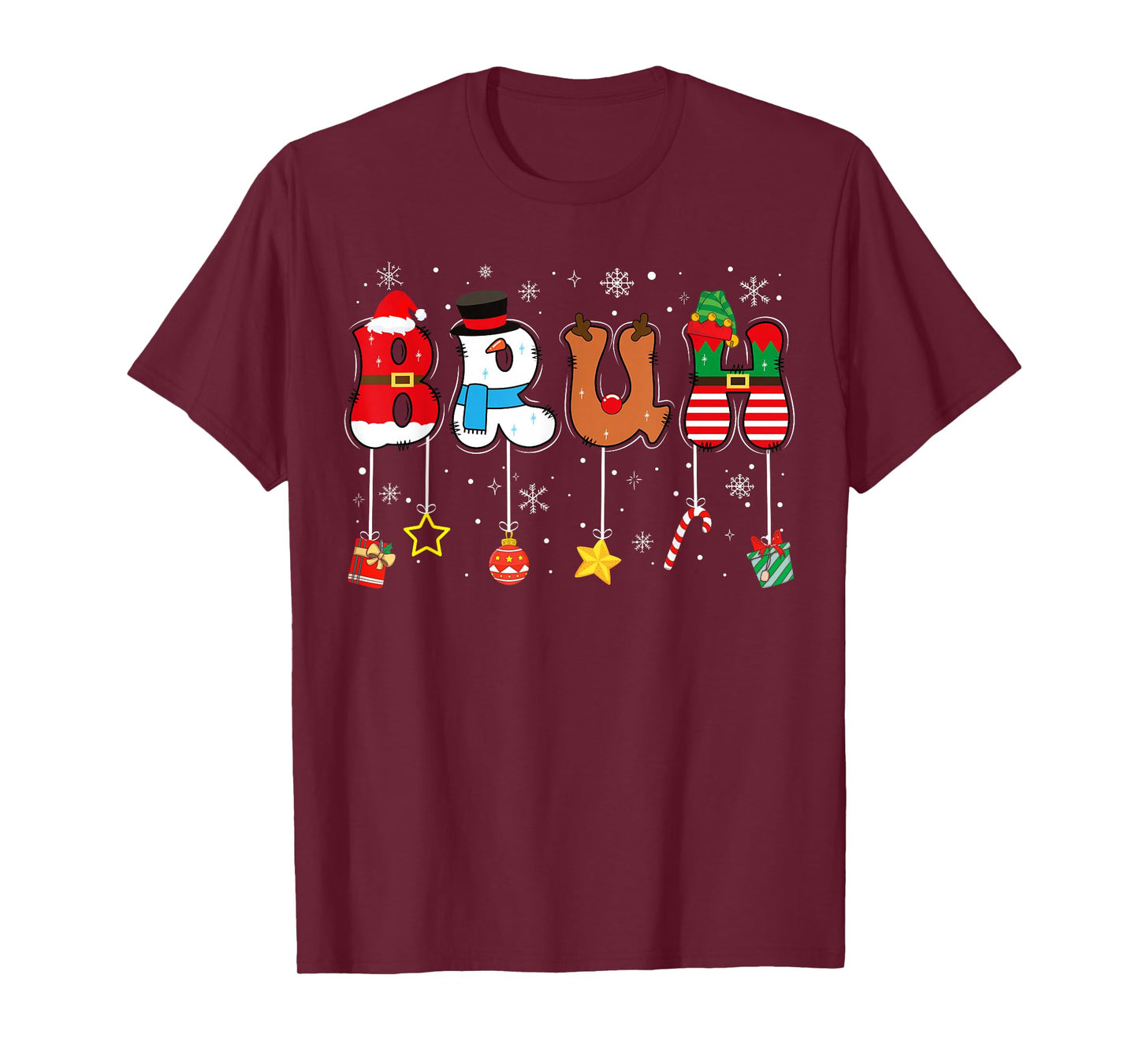 Bruh Funny Christmas Red Plaid Teens Boys Kids Xmas Pajamas T-Shirt