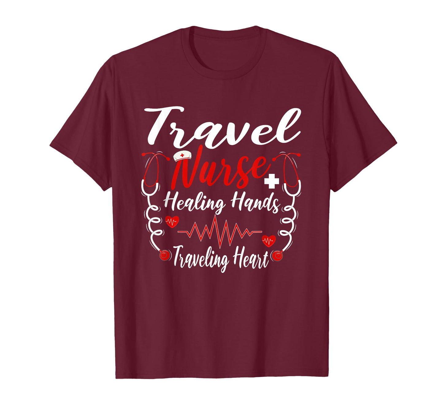 Travel Nurse Healing Hands Traveling Heart Adventure Nurse T-Shirt