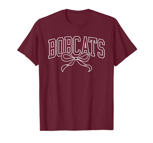 Coquette Bow Bobcats Back to School Team Spirit T-Shirt