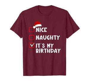 Nice Naughty It’s My Birthday Funny Christmas List T-Shirt