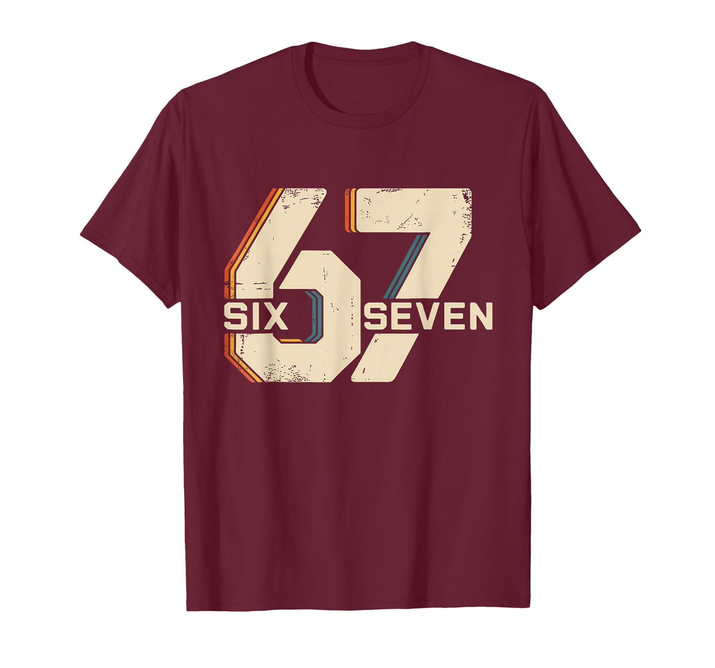 Retro 67 Six Seven 6 7 Number Vintage 67 Meme Men Women T-Shirt