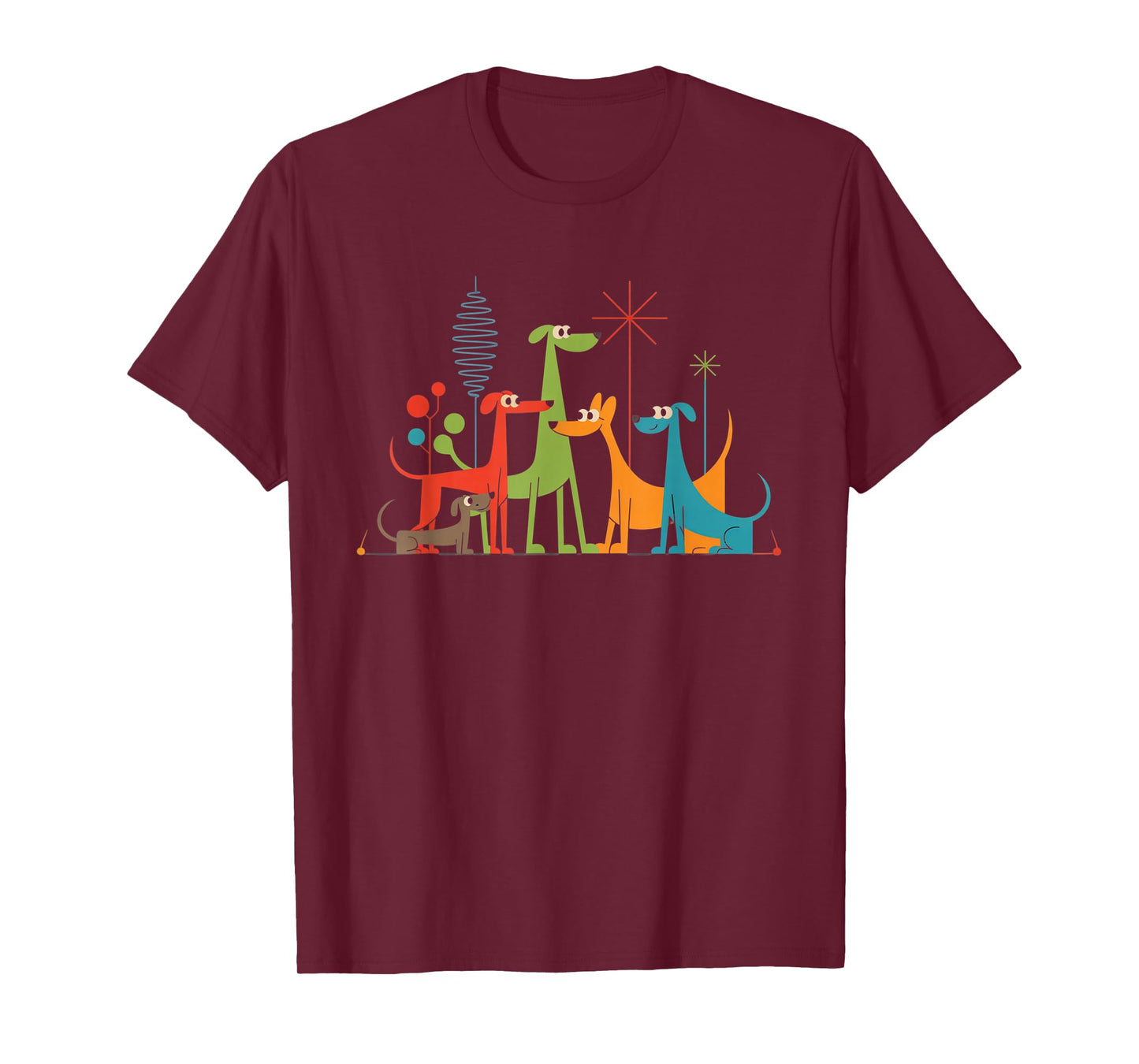 Retro Mid Century Modern Dogs 50s 60s Atomic Art Design T-Shirt