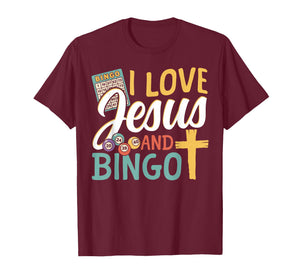 Bingo Player Jesus Faith Christian I Love Jesus and Bingo T-Shirt