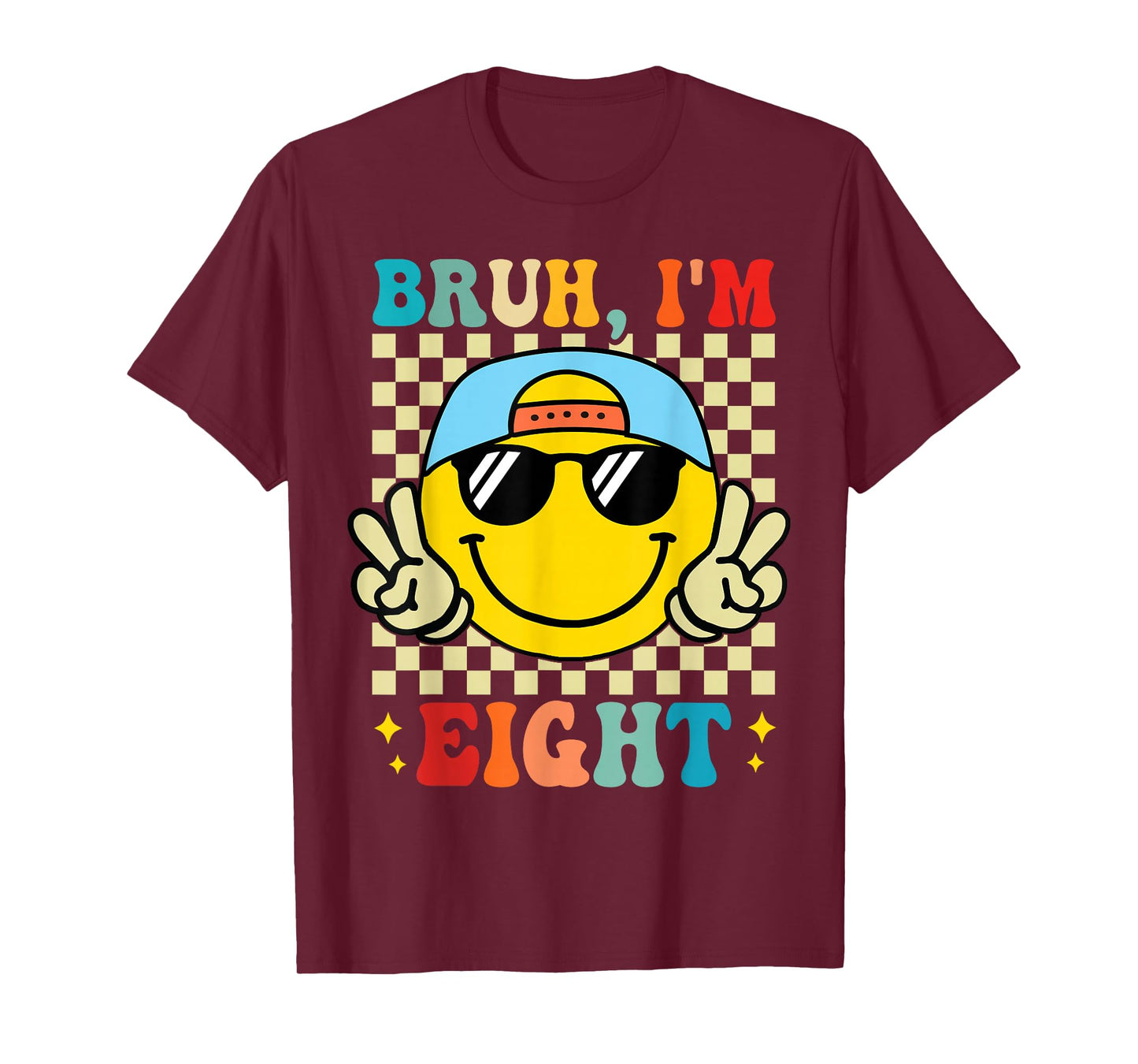 Bruh I'm Eight 8 8th Birthday Groovy Boys Girls 8 Years Old T-Shirt