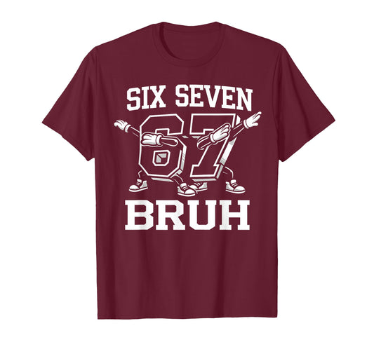 Six Seven 67 Bruh Dabbing Boys Funny Meme Gen Alpha T-Shirt