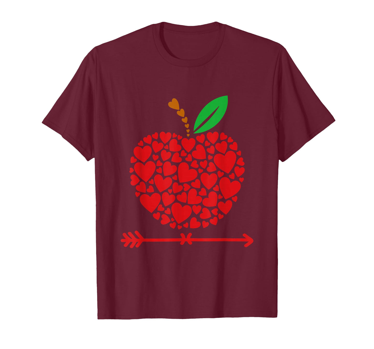Valentines Day Teacher Hearts Apple Love Teach Women Men T-Shirt