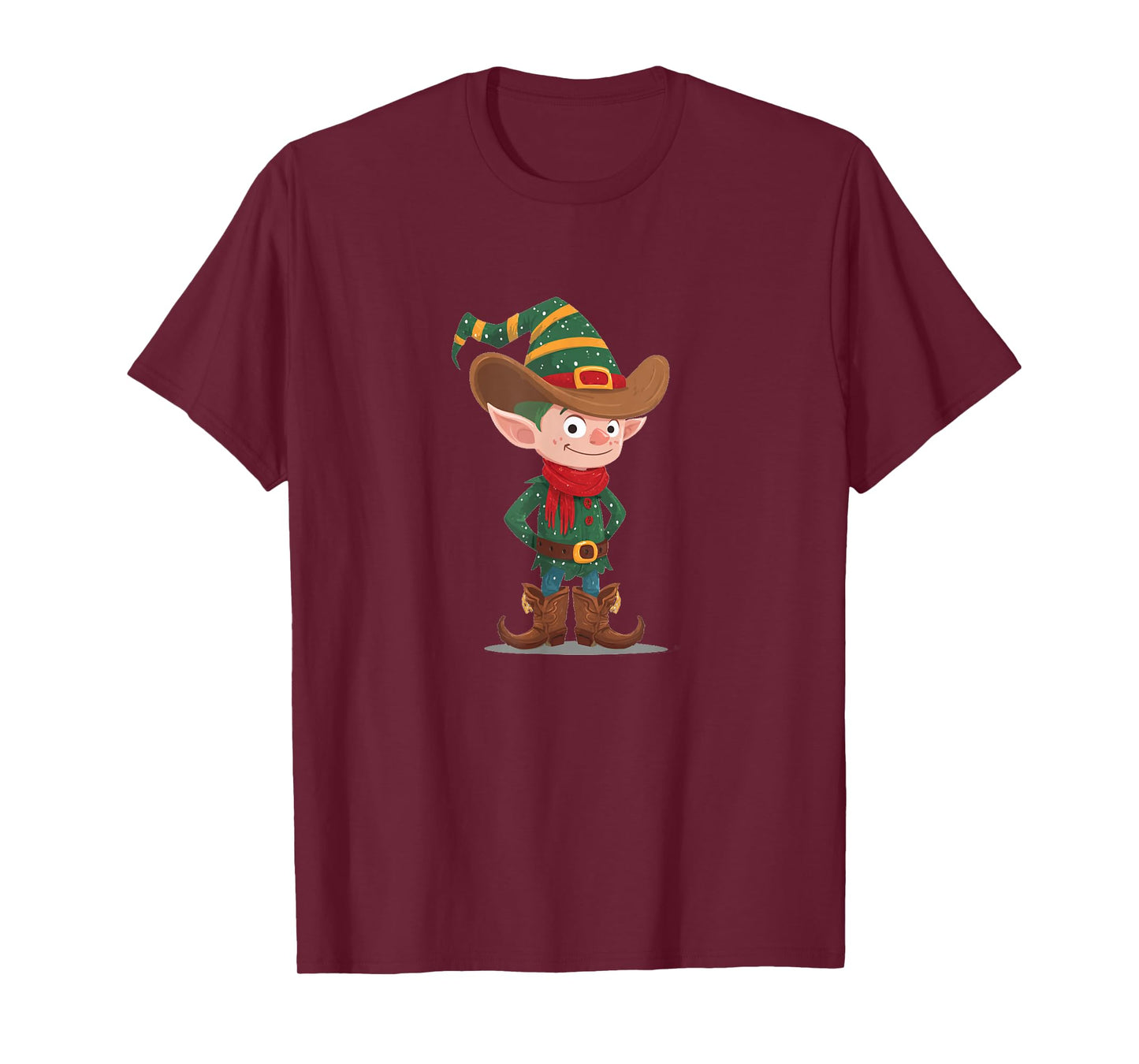 Pretty Christmas Elf in Cowboy Look Costume T-Shirt