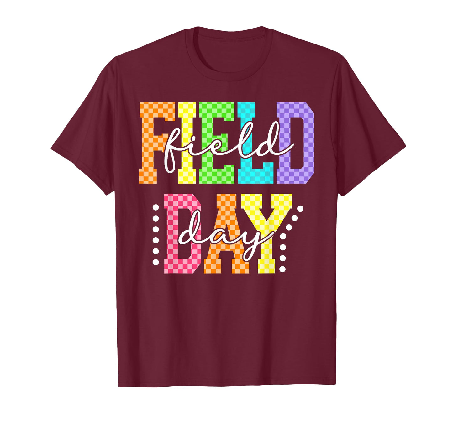 Happy School Field Day Teacher Boy Girl Kid Checkered T-Shirt