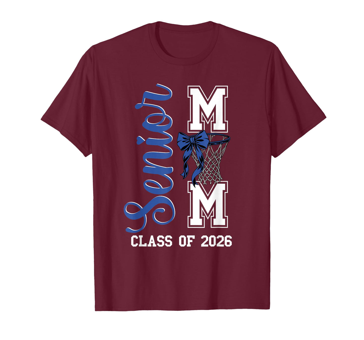 Blue Basketball Bow Senior Mom Class of 2026 Graduation T-Shirt