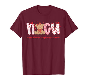 NICU Nurse Valentine Cute Bear Neonatal Intensive Care Unit T-Shirt