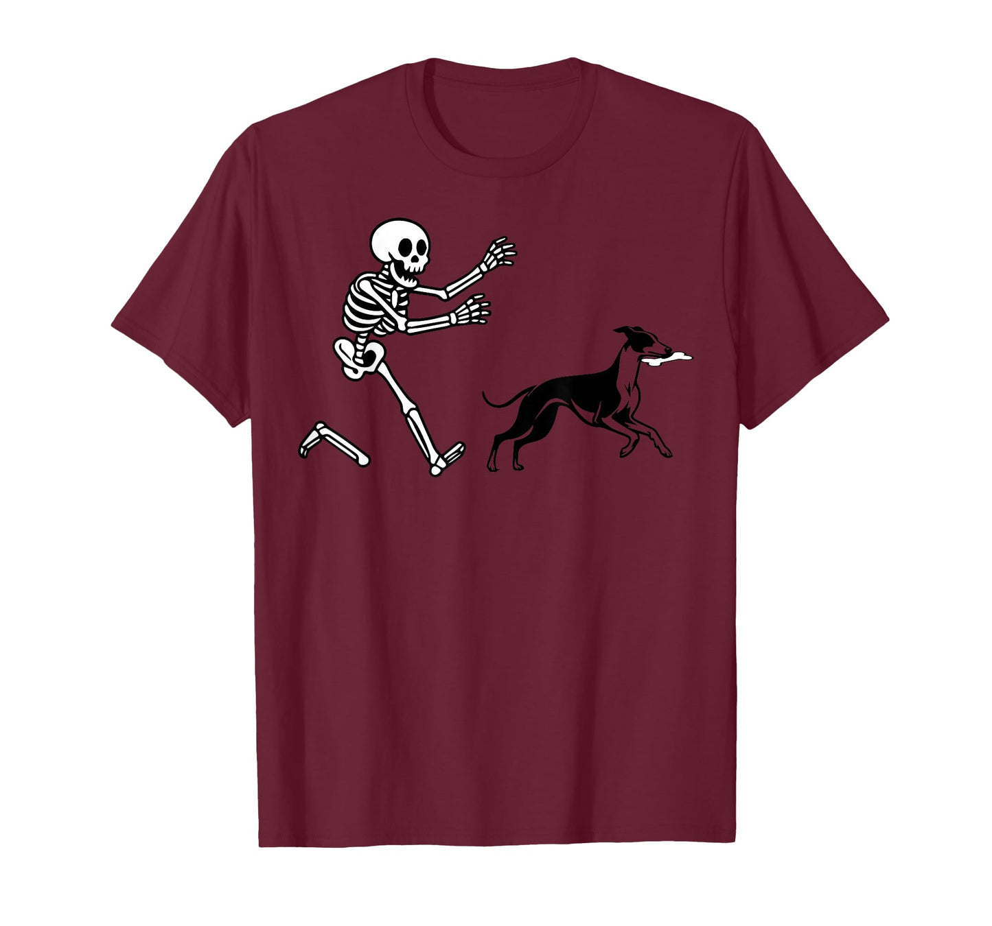Funny Whippet Running Skeleton Halloween T-Shirt