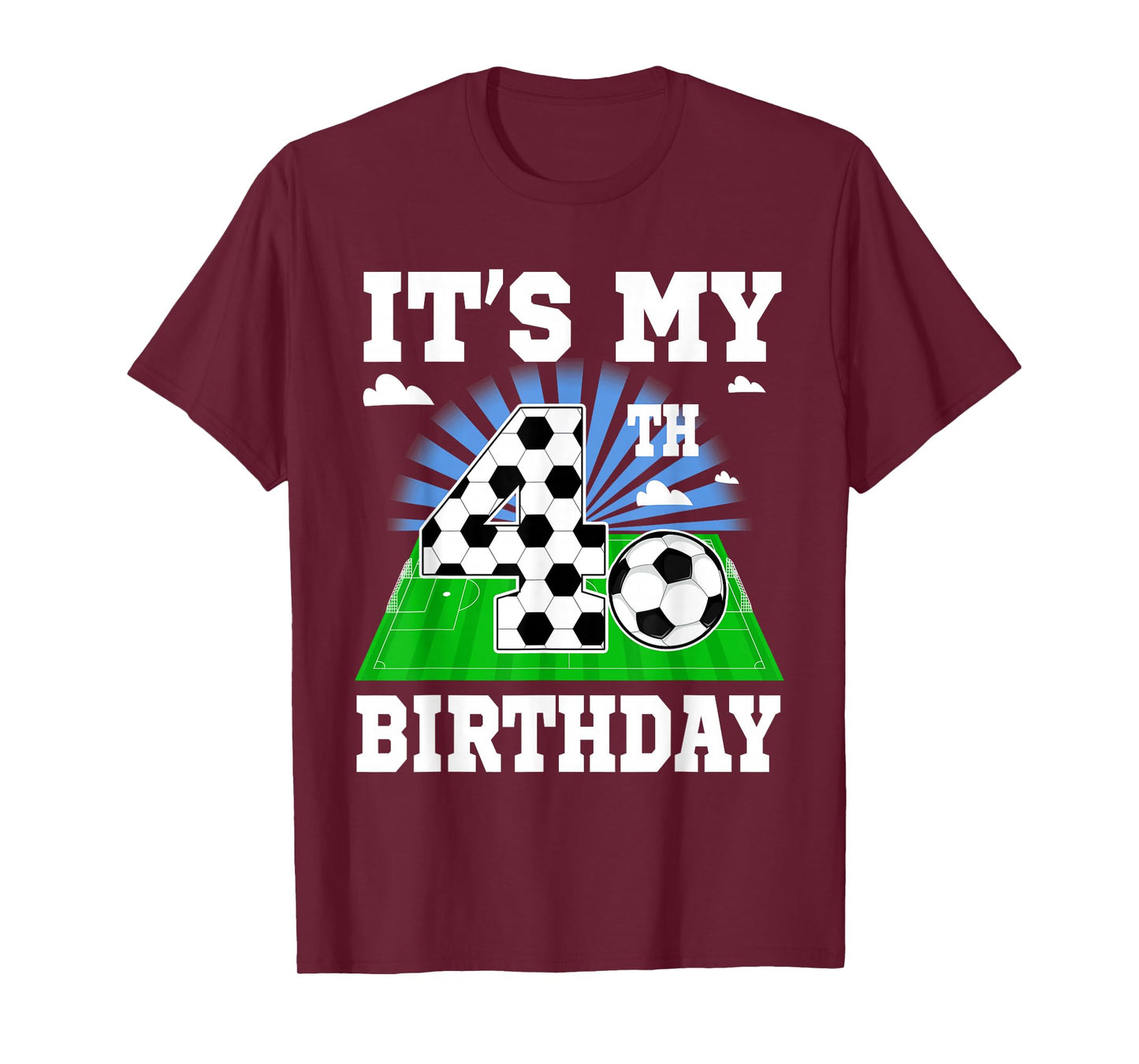 4 Year Old Boy It's My 4th Birthday Soccer Theme Party T-Shirt