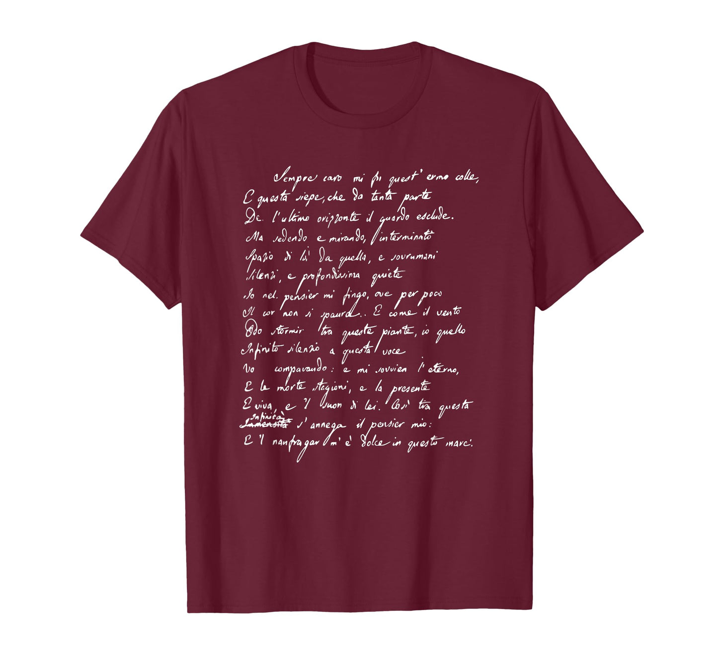 Poetry Giacomo Leopardi Poem L'Infinito Italian Poet T-Shirt
