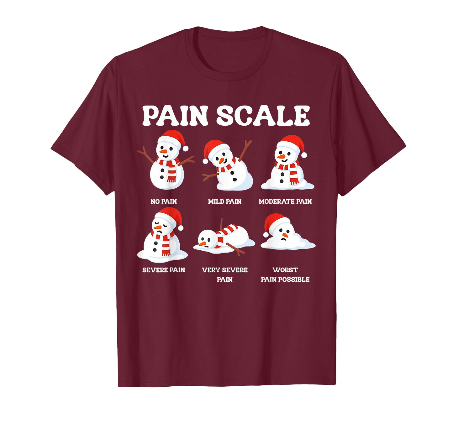Pain Scale Snowman Nurse Christmas Xmas Snow Pajamas Holiday T-Shirt