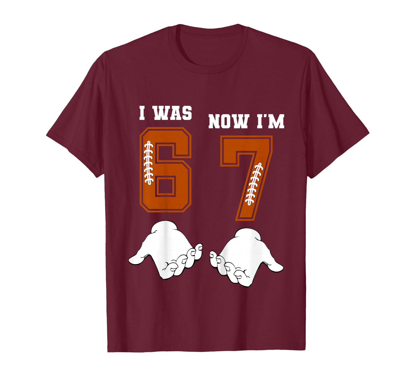 I was 6 Now I'm 7 Year Old Birthday 67 Girls Boys Football T-Shirt