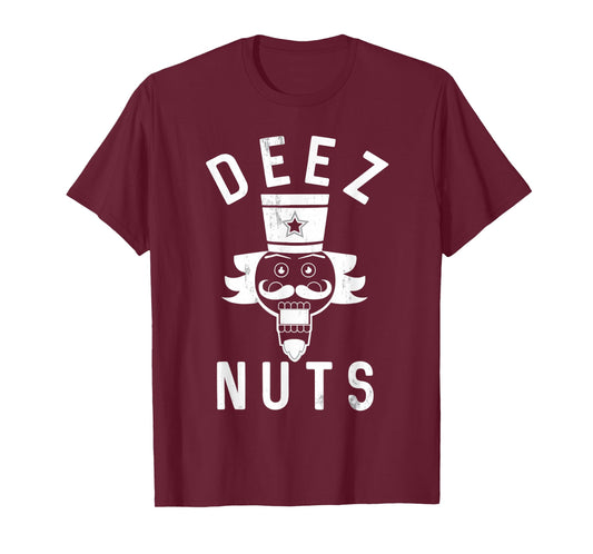 Deez Nuts Nutcracker Christmas Pun Mens Humor Vintage T-Shirt