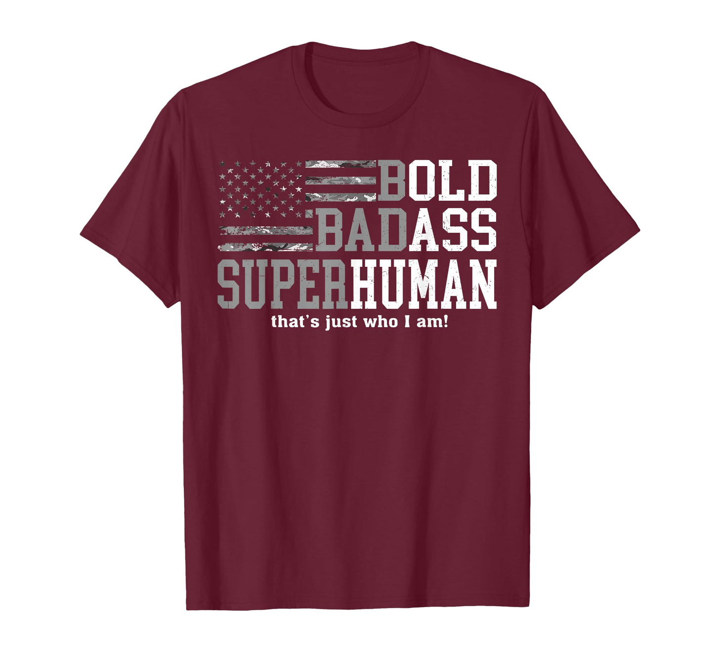Vintage Bold Badass-Superhuman I Am Fathers Day USA Flag T-Shirt