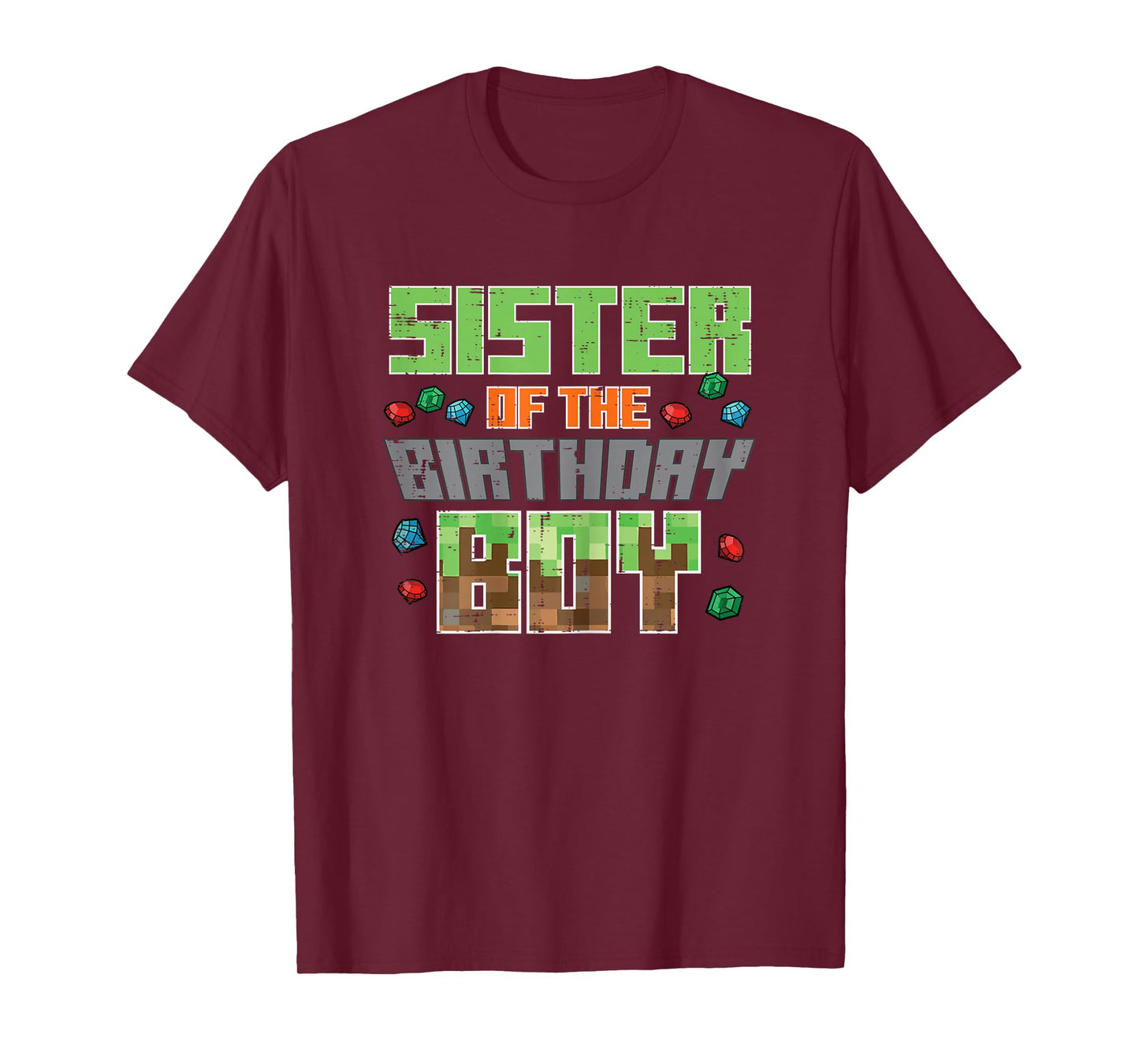 Sister of Birthday Boy Pixel Gaming Bday Party Girls Kids T-Shirt