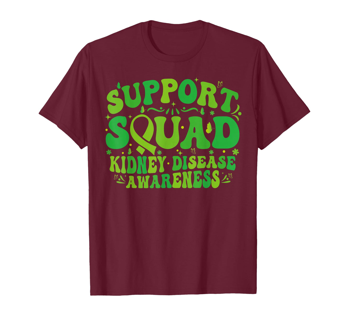 Support Squad Green Ribbon Butterfly PKD Kidney Disease T-Shirt