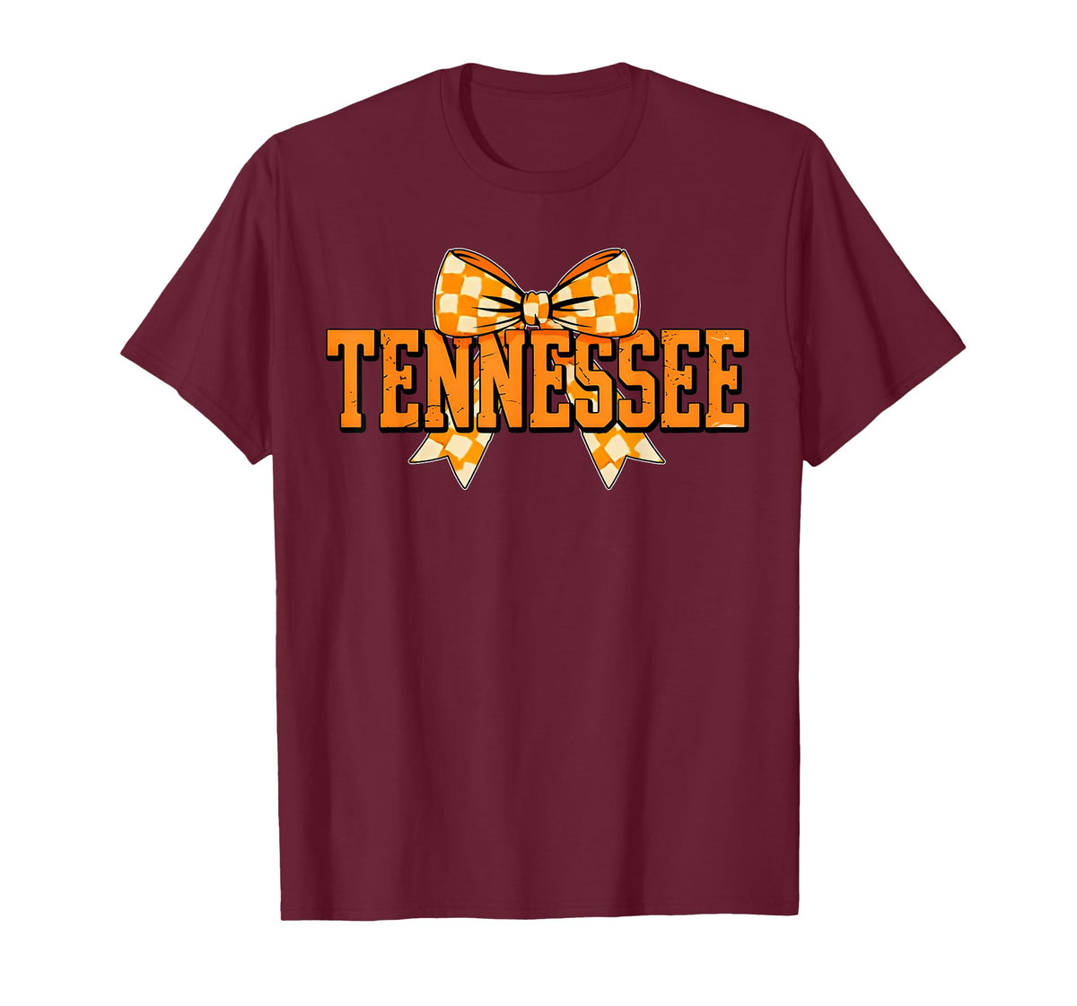 Vintage Tennessee Checkered Orange Coquette Bow Women Girls T-Shirt
