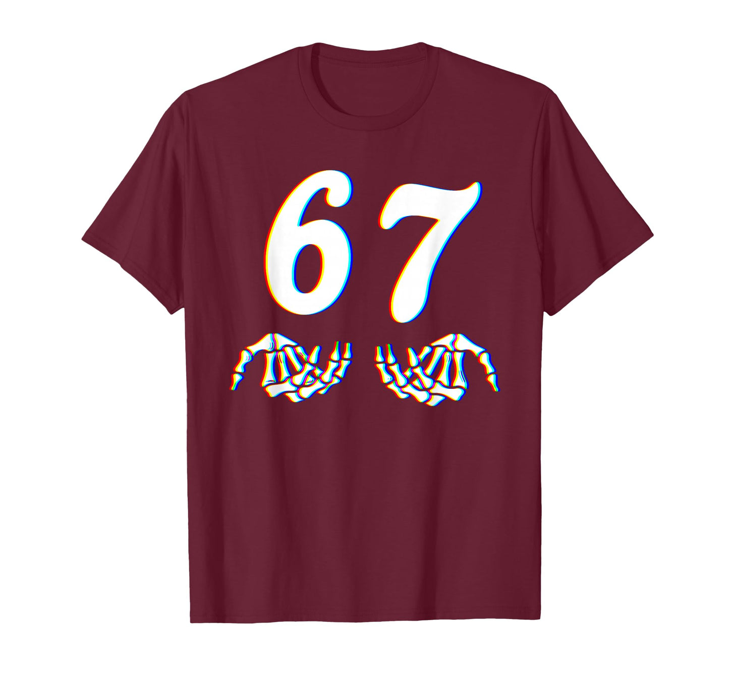 Funny Six Seven 6 7 Meme 67 Skeleton Hand Halloween Costume T-Shirt