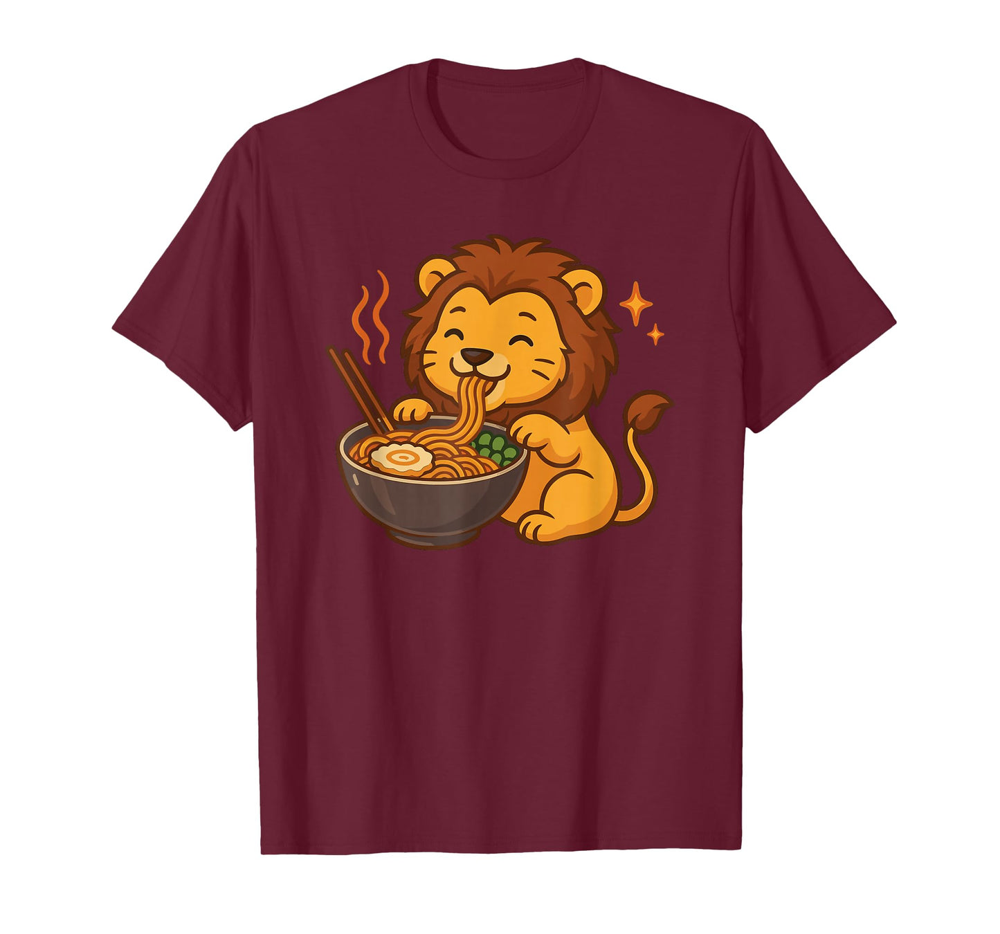 Lion with Noodles Ramen Kawaii Lion T-Shirt