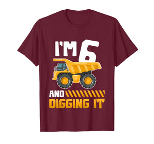 Six 6yr 6th Birthday Construction Boys Girls 6 Years Old T-Shirt