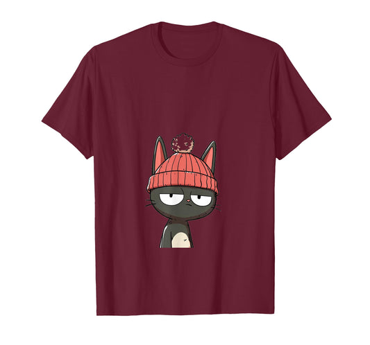 Beanie Cat with Ear Notch T-Shirt