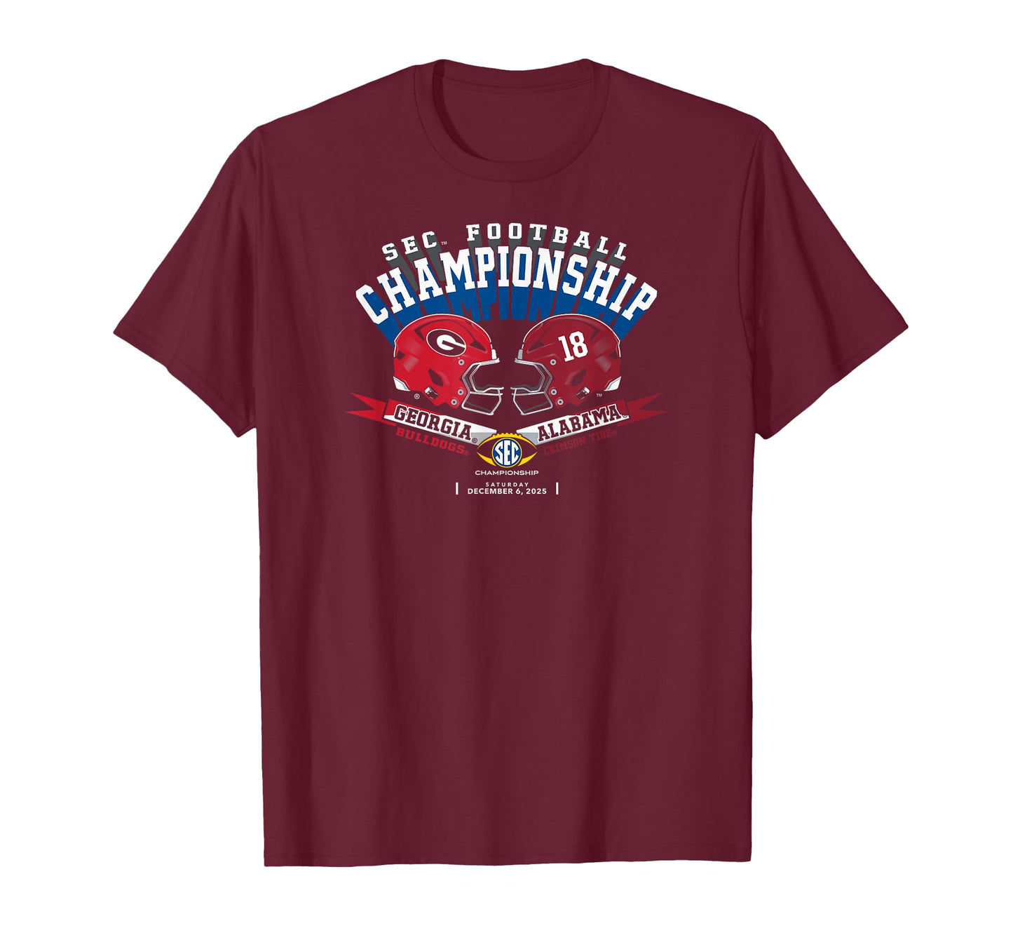 Georgia vs Alabama SEC Championship 2025 Football Black T-Shirt
