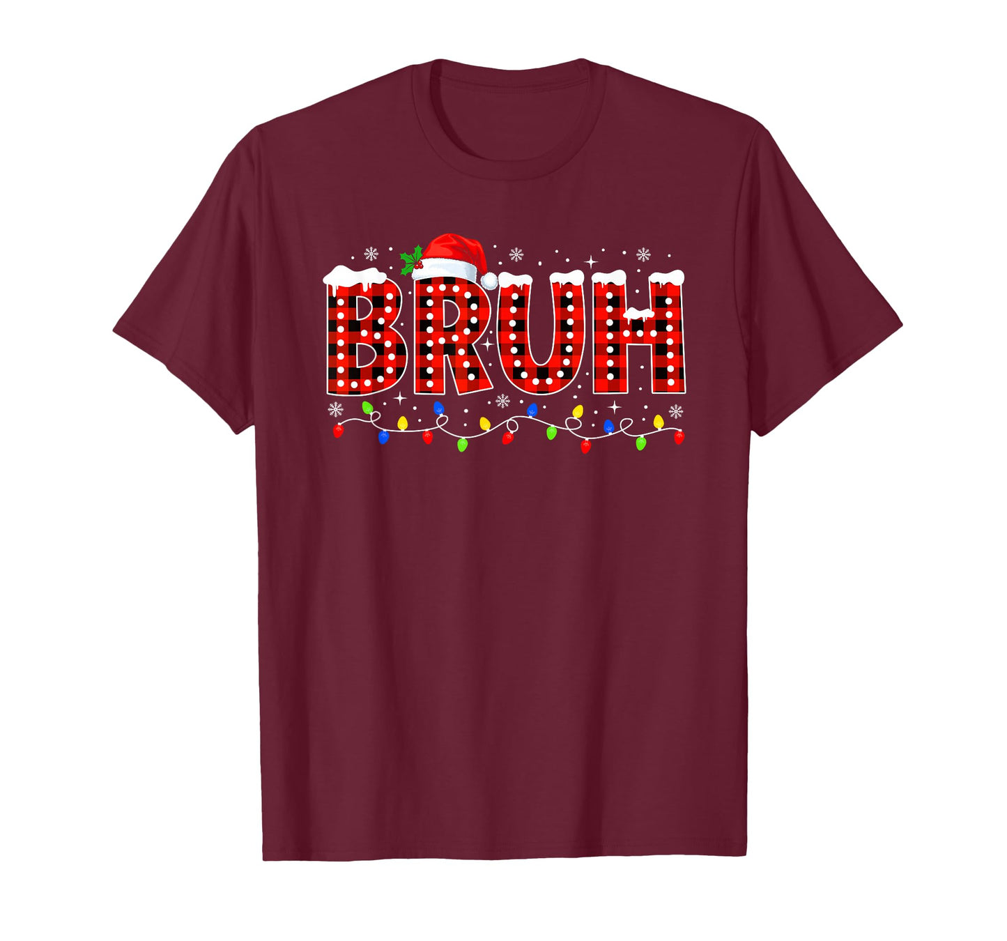 Bruh Christmas Boys Teens Kids Santa Hat Family Xmas Pajama T-Shirt