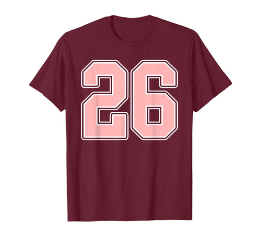 Cute Pink and White Number 26 Jersey Player Uniform #26 Fan T-Shirt