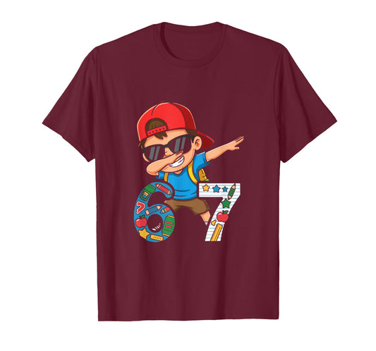 Six Seven 67 Days of School Funny Meme Student Dab Dabbing T-Shirt