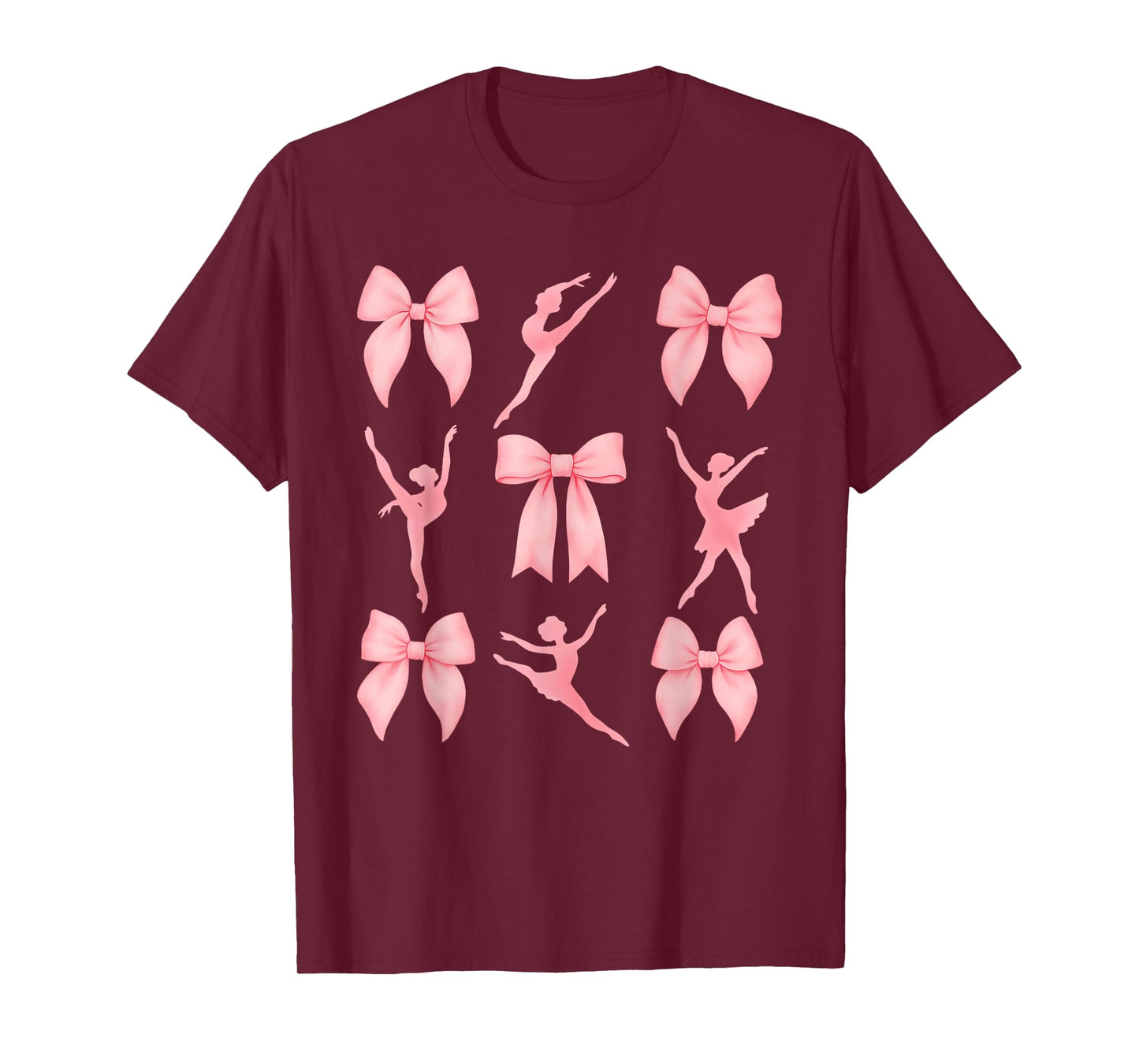Coquette Gymnastics Cute Bow Pink Gymnasts Women Girls T-Shirt