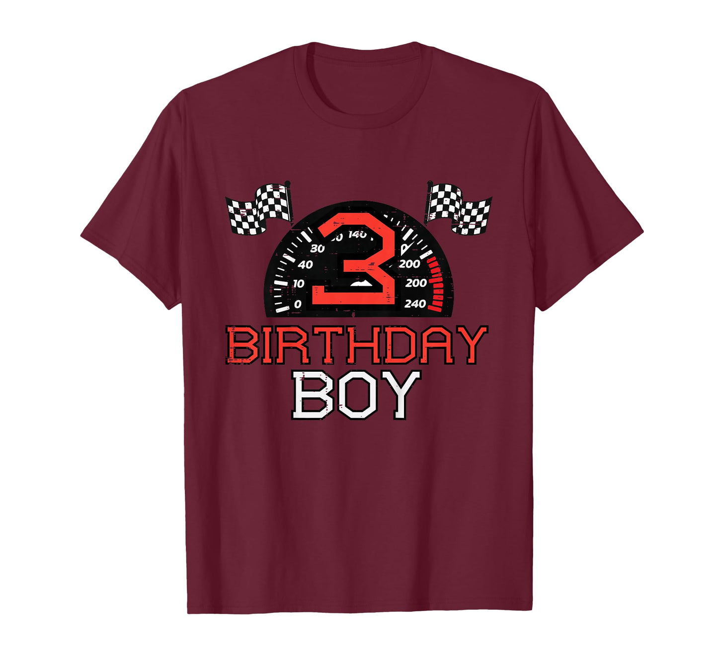 Kids 3 Birthday Boy Speedometer Race Flag 3rd Bday Boys Kids T-Shirt