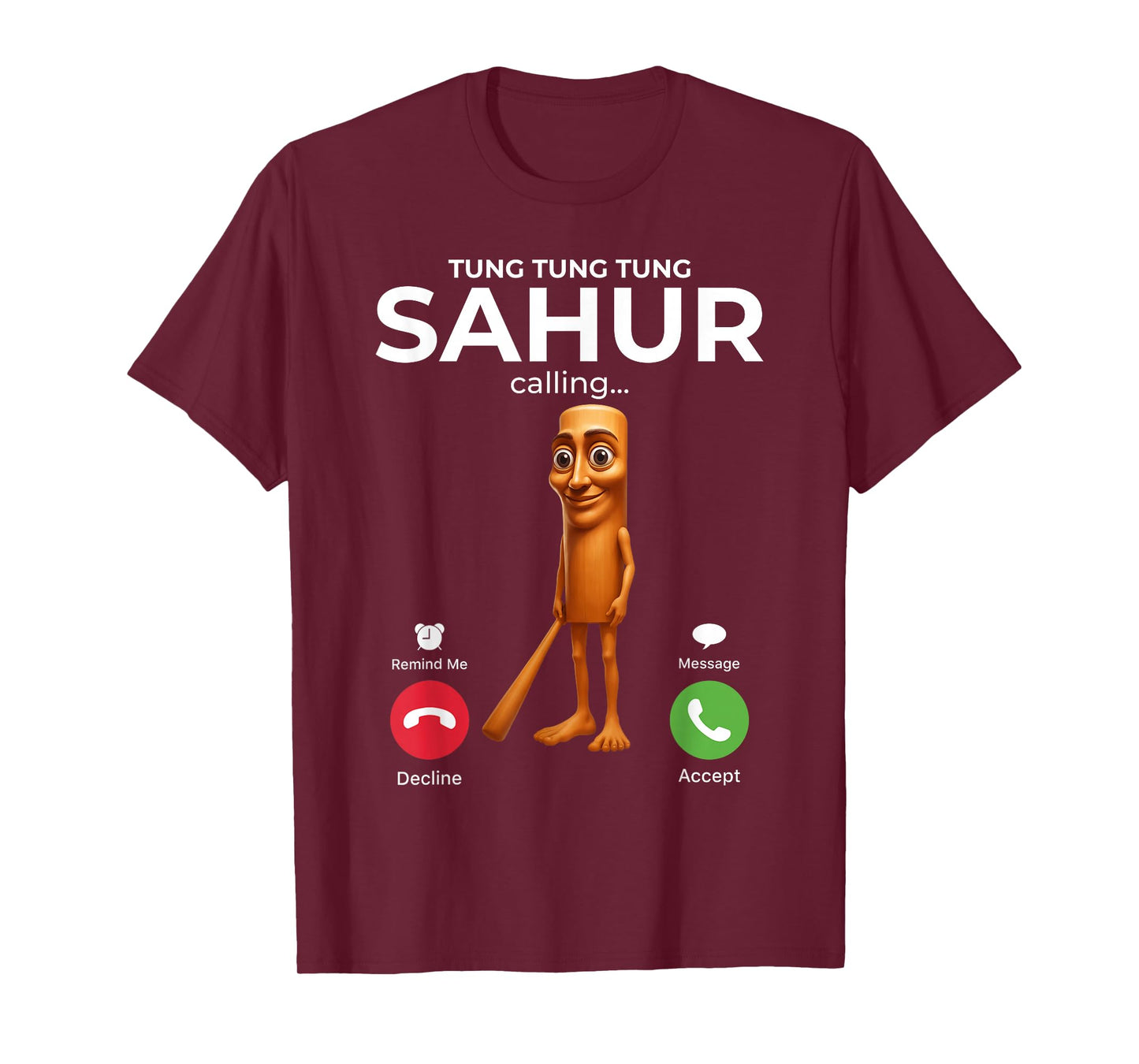Tung Sahur Calling Funny Fishing Brainrot Joke Boys Kid Meme T-Shirt