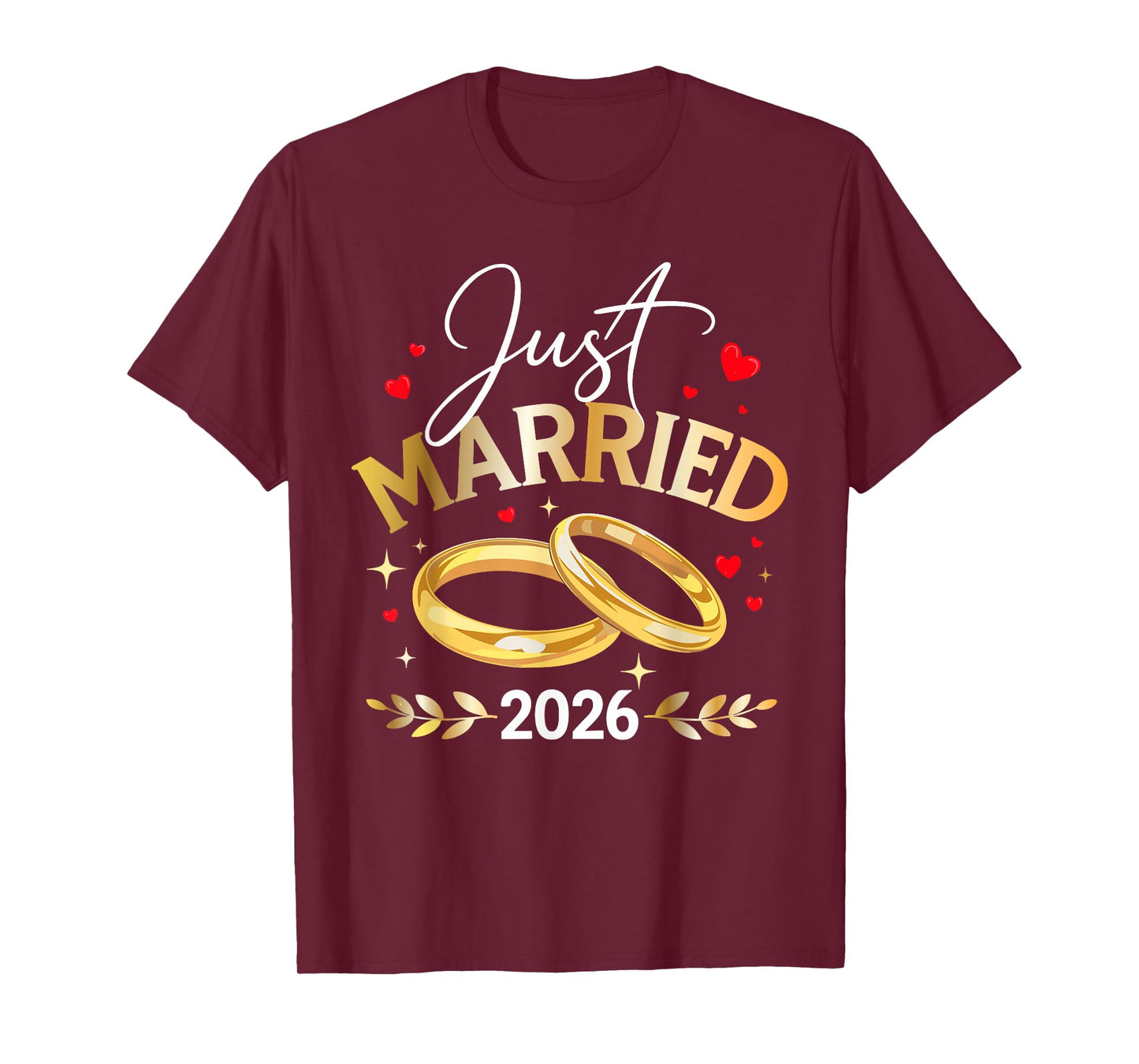 Just Married 2026 Newlyweds Honeymoon Wedding T-Shirt