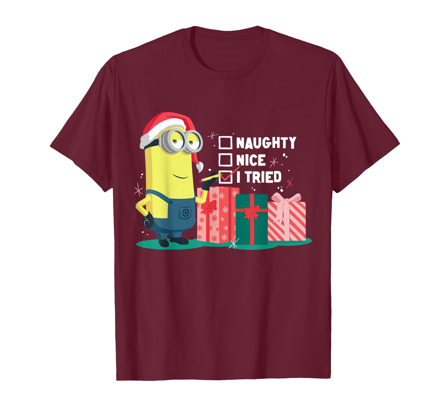 Naughty Nice I Tried Minion Christmas Humor T-Shirt