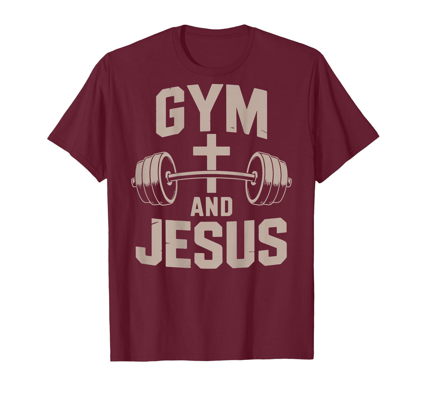Christian Workout Gym & Jesus Weight Lifting Men On Back T-Shirt