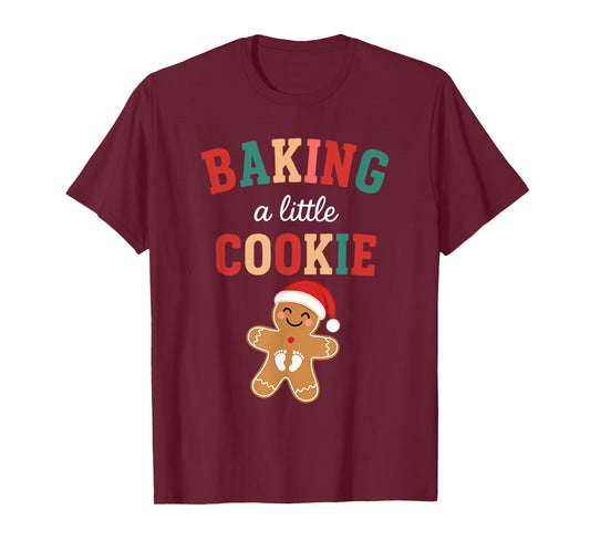 Funny Baking A Little Cookie Pregnancy Announcement Mom Xmas T-Shirt