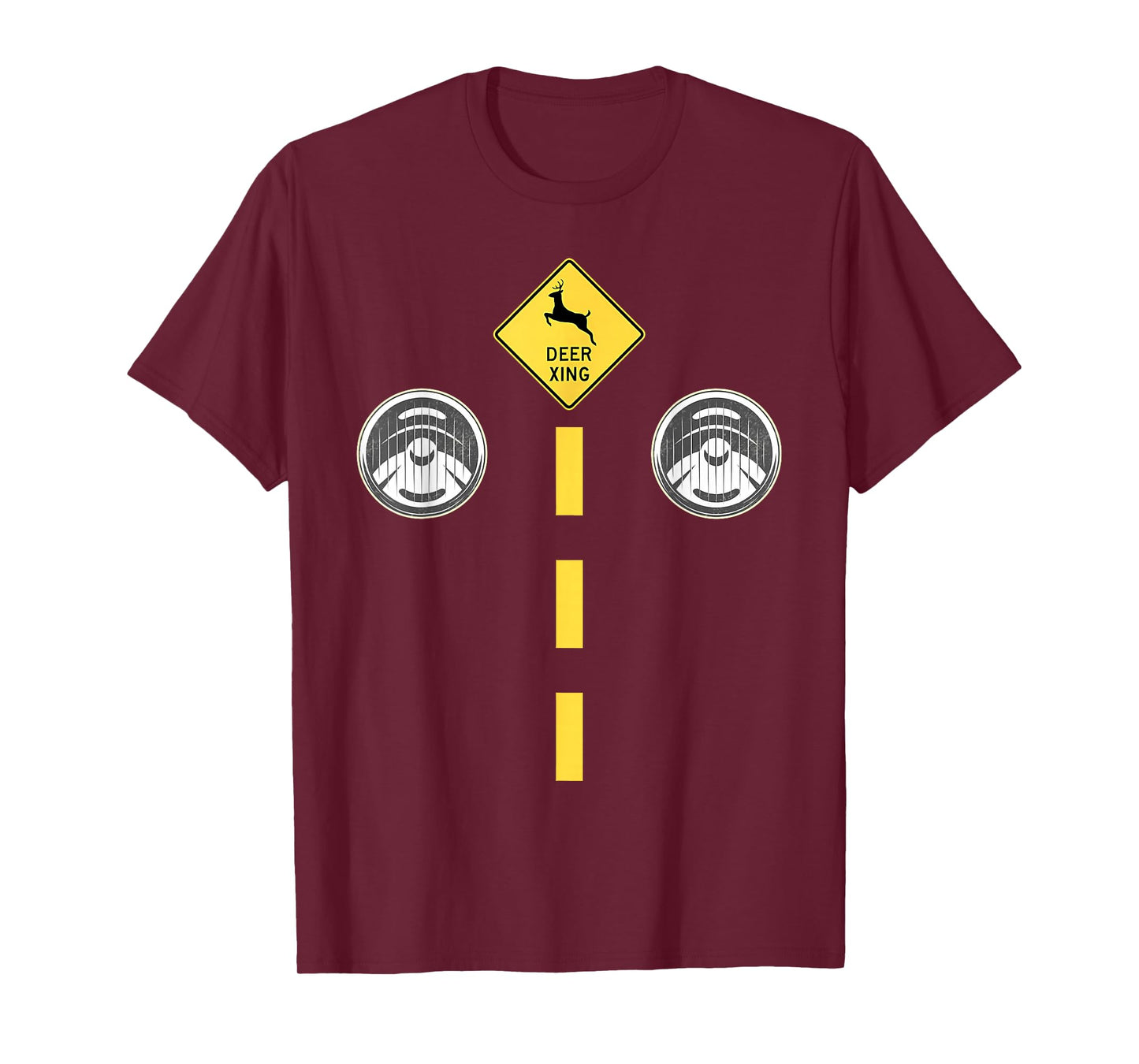 Deer Headlights with Road Markings Couples Costume Halloween T-Shirt