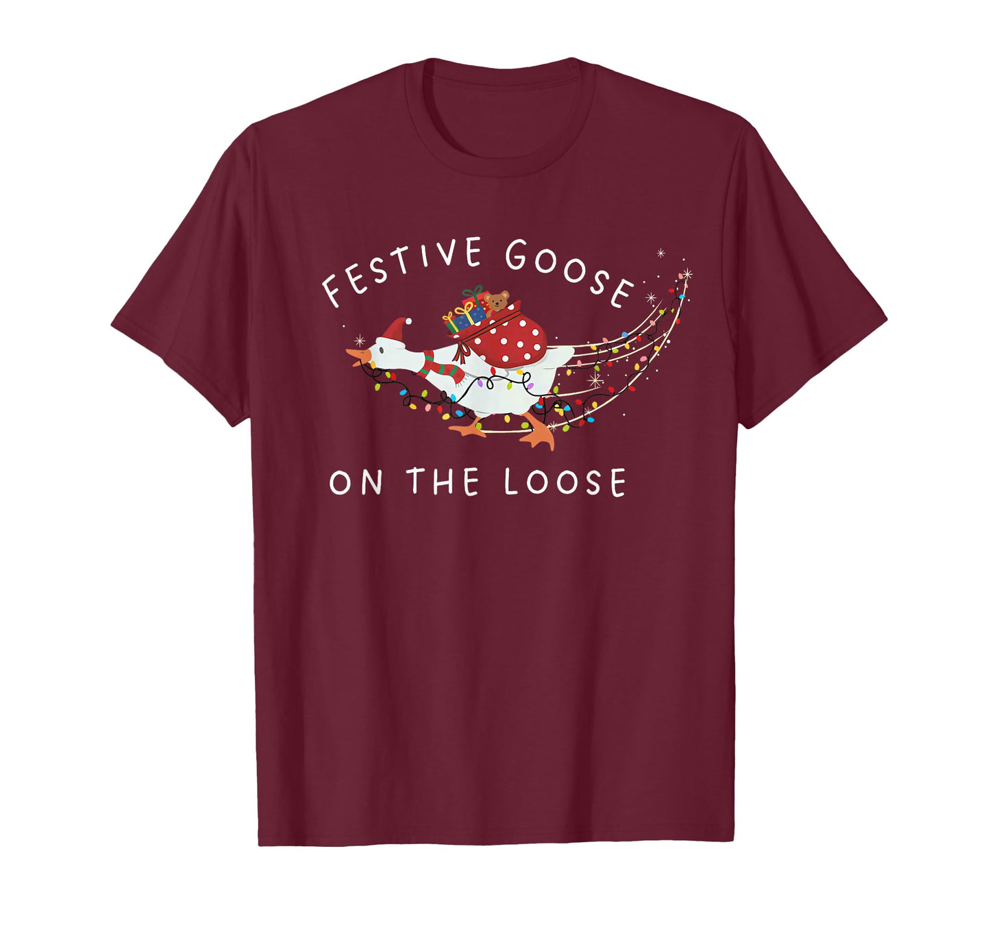 Festive Goose On The Loose Funny Goosemas Christmas Pajama T-Shirt