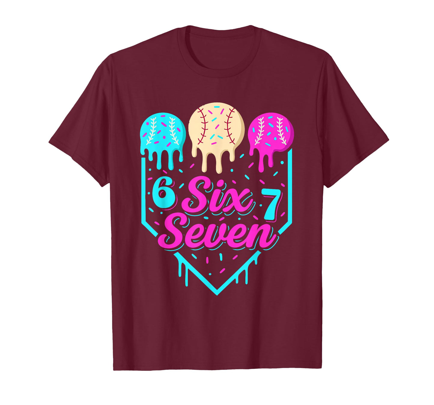 67 Ice Cream Baseball Drip Home Plate Six Seven 6 7 Meme Kid T-Shirt