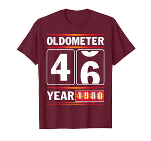 Oldometer Turning 46 Year Old Born in 1980 Vintage Birthday T-Shirt