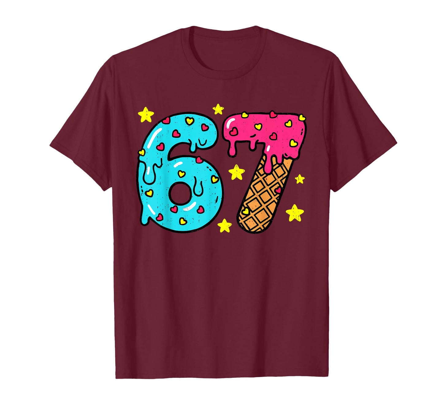 Funny Number Six Seven Ice Cream Drip Cool Meme 67 Sports T-Shirt