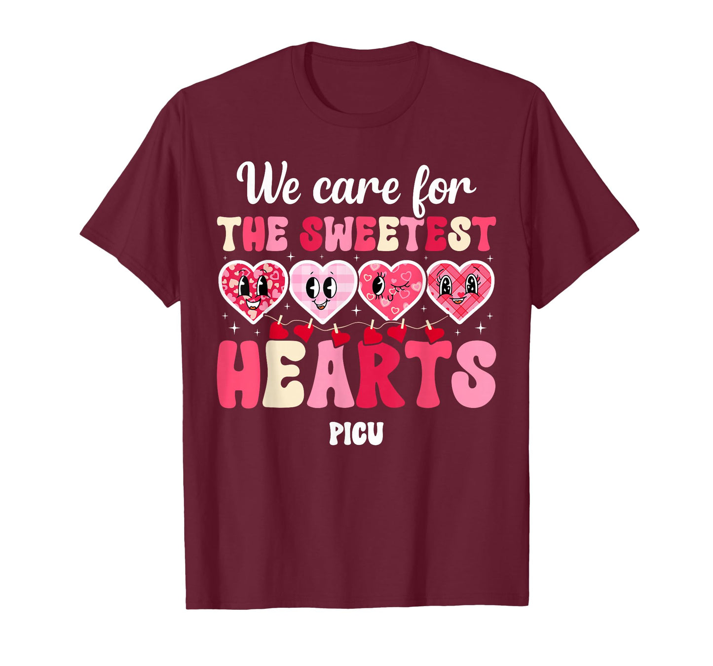Groovy PICU Valentine PICU Nurse Valentines Day PICU Nursing T-Shirt