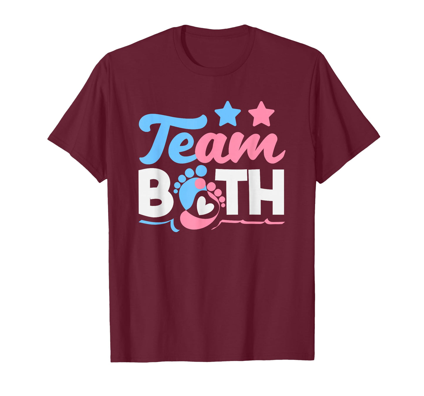 Team Both Twins Gender Reveal Party Pink Blue Footprints T-Shirt